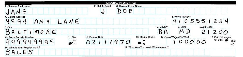 Image sample of handwritten form procedures