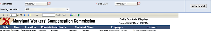 image of the report tool bar indicates function button